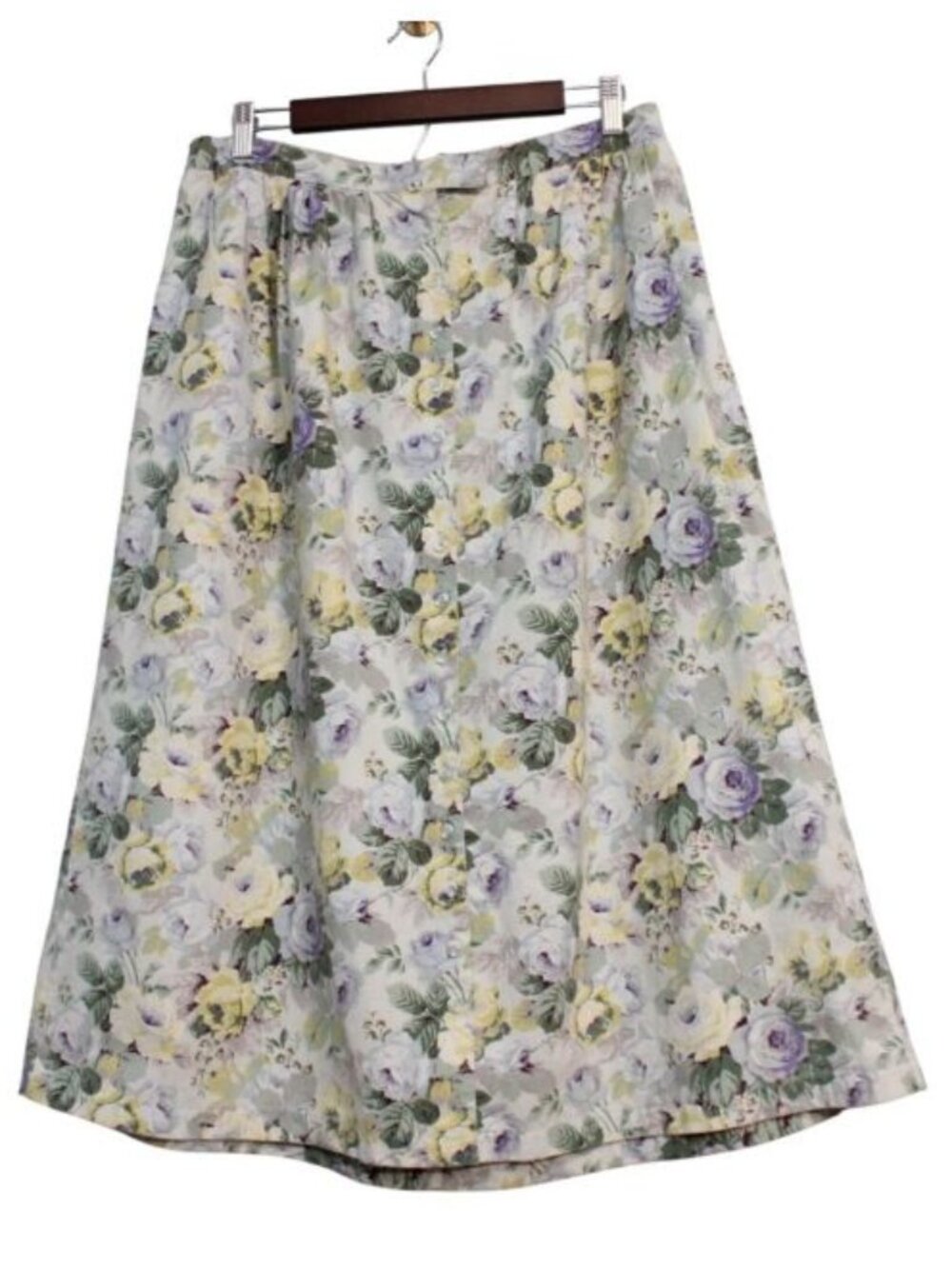 Vintage Midi Skirt Size 16 Pleated Floral Cottagecore Prairie Feminine Retro